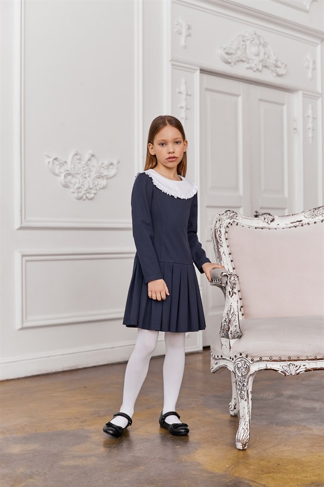 Платье с декоративной белой манишкой - фото 7484