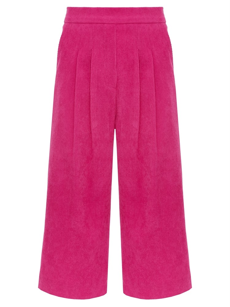 Брюки-кюлоты вельветовые малиновые 07065