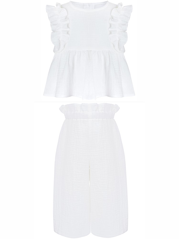 Костюм: брюки и кофточка без рукавов, цвет молочный - фото 8007