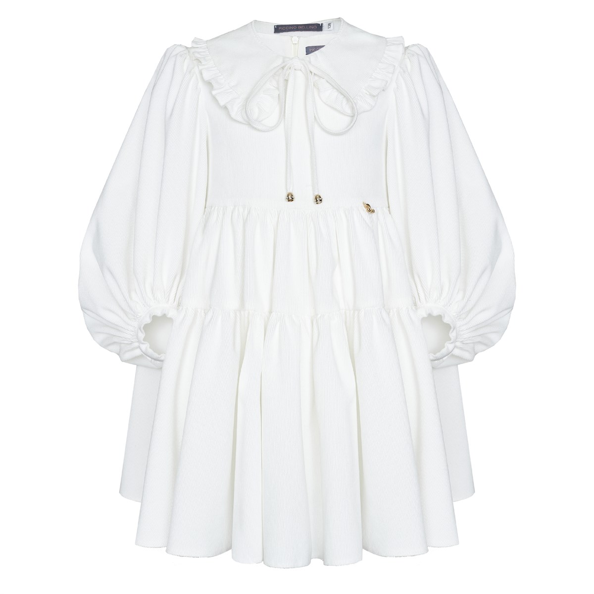 Платье вельветовое с воротником, айвори - фото 8412