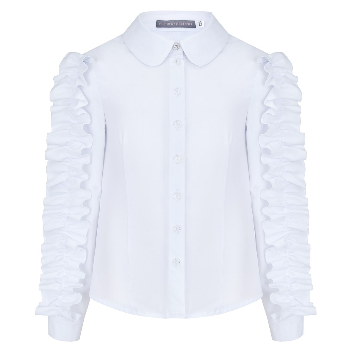 Блузка с рюшами по рукавам, премиальная линия - фото 8473