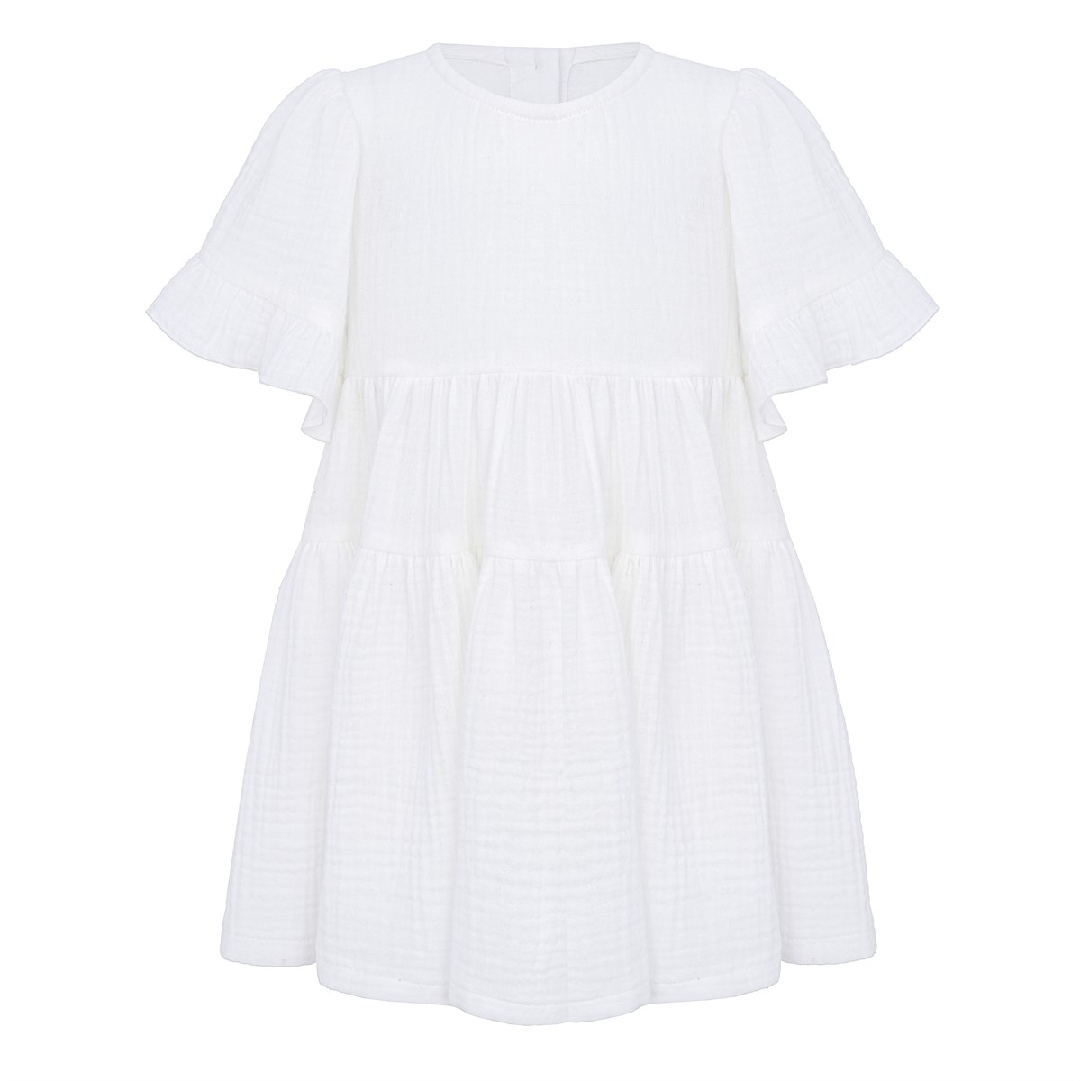 Платье муслиновое с короткими рукавами, цвет молочный - фото 8493