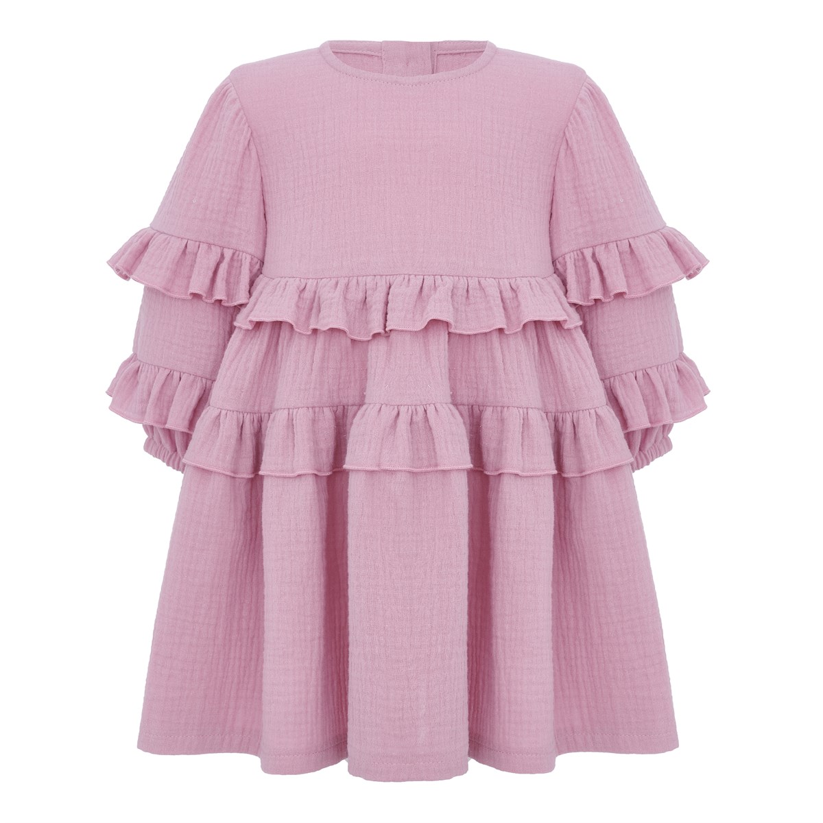 Платье муслиновое с длинными рукавами, цвет пыльная роза - фото 8498