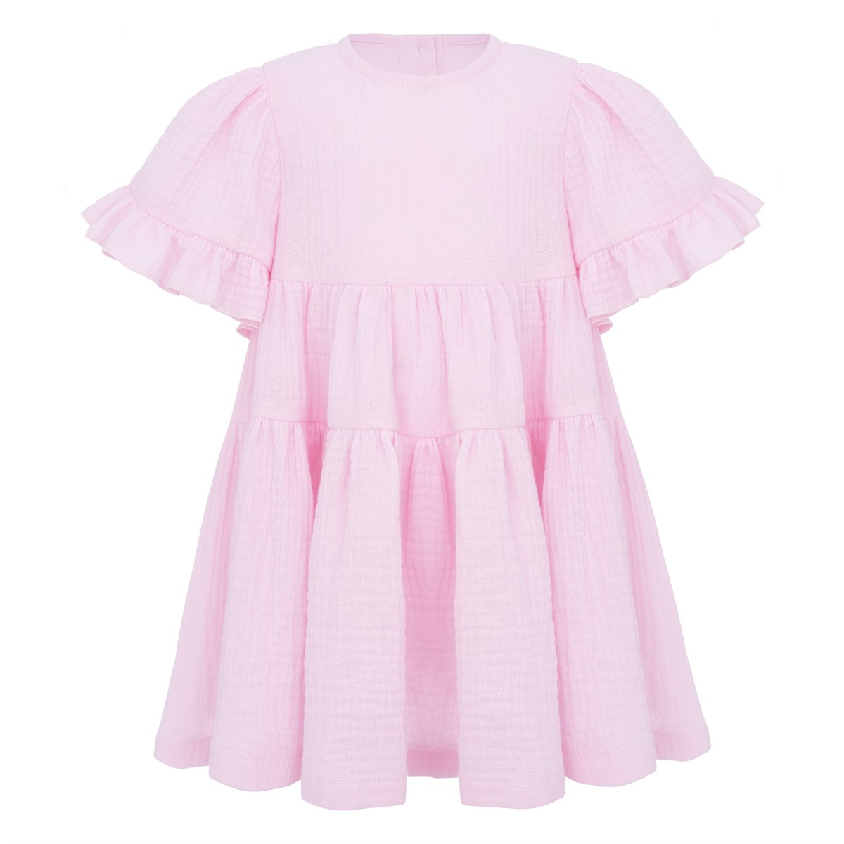 Платье муслиновое с короткими рукавами, цвет розовый - фото 8502