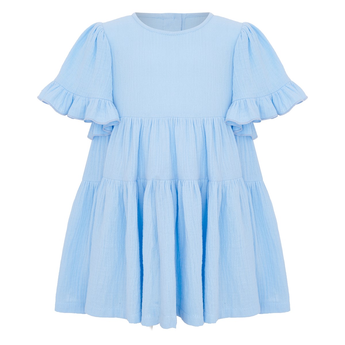 Платье муслиновое с короткими рукавами, цвет голубой - фото 8506