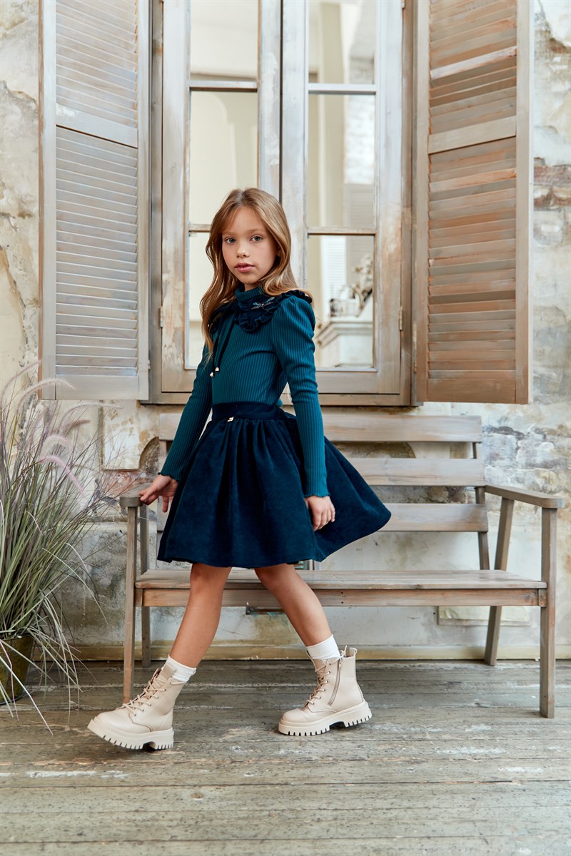 Юбка вельветовая, изумрудная - фото 8547