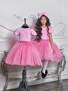 Платье из велюра и мерцающего фатина, премиальная линия