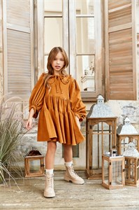 Платье вельветовое горчичное