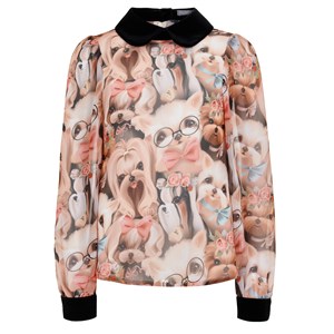 Блузка из шифона, рисунок "Собачки"