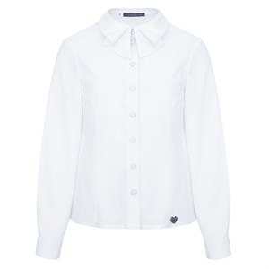 Блузка с дизайнерским воротником, классическая линия