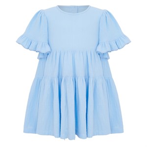 Платье муслиновое с короткими рукавами, цвет голубой