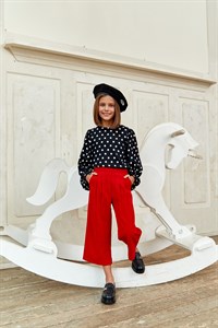 Брюки-кюлоты вельветовые красные